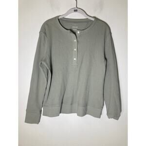 Everlane Sage Green Long Sleeve Waffle Knit Cotton Shirt Sz M